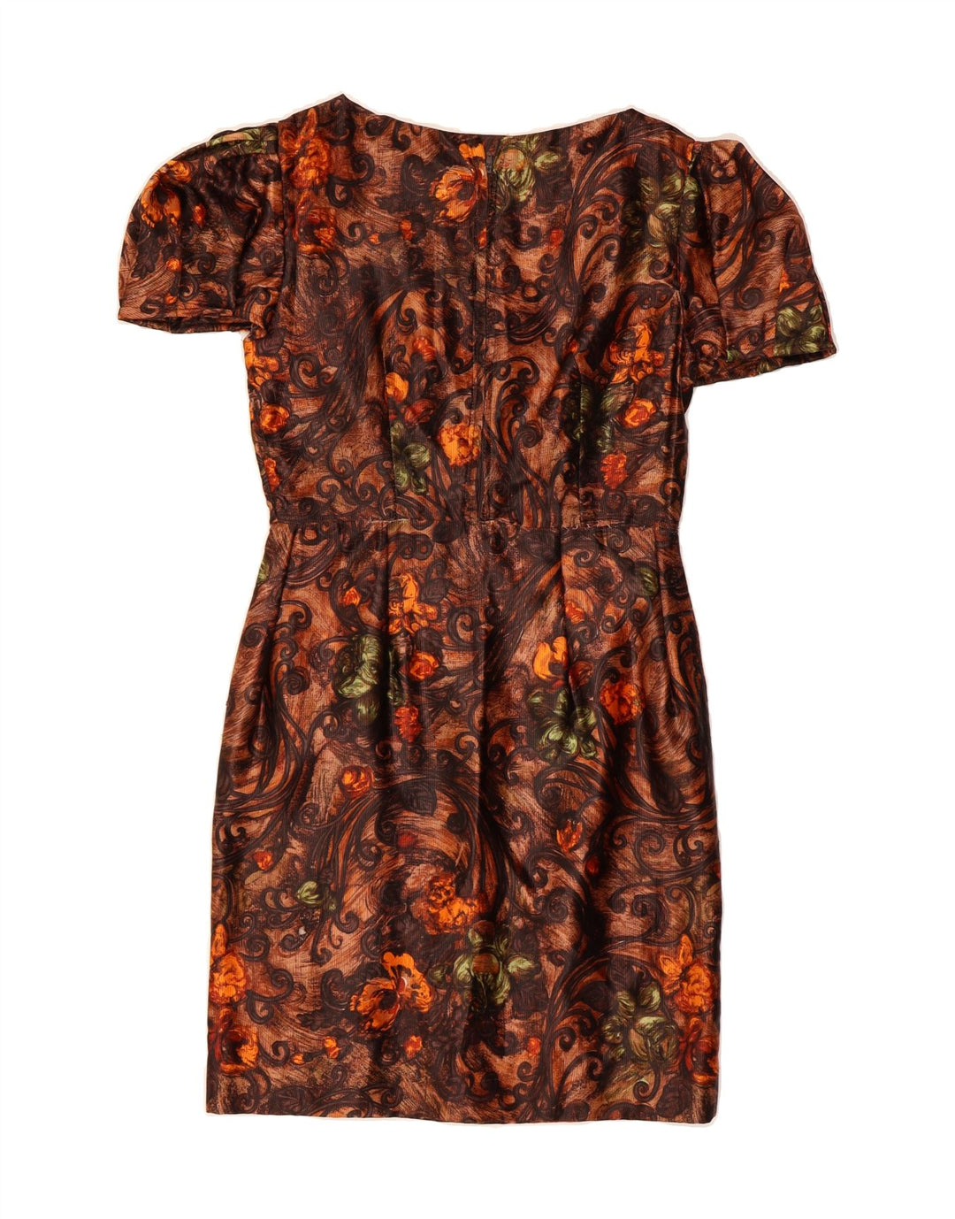 VINTAGE Womens Sheath Dress UK 12 Medium Brown Floral Vintage Vintage and Second-Hand Vintage from Messina Hembry 