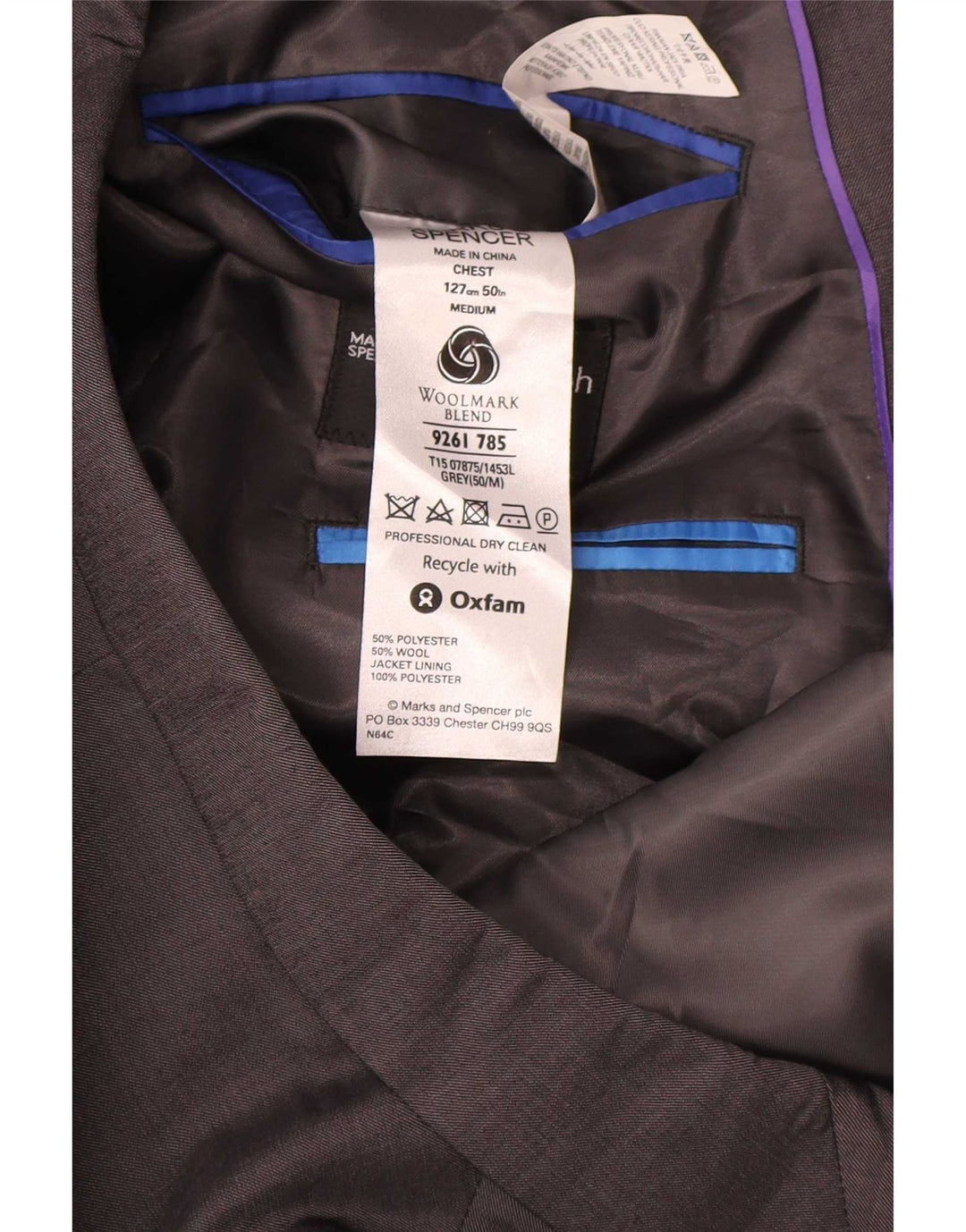 Marks & Spencer Herre 2-knaps blazerjakke UK 50 3XL Grå Polyester