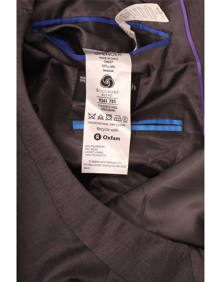 Marks & Spencer Herre 2-knaps blazerjakke UK 50 3XL Grå Polyester