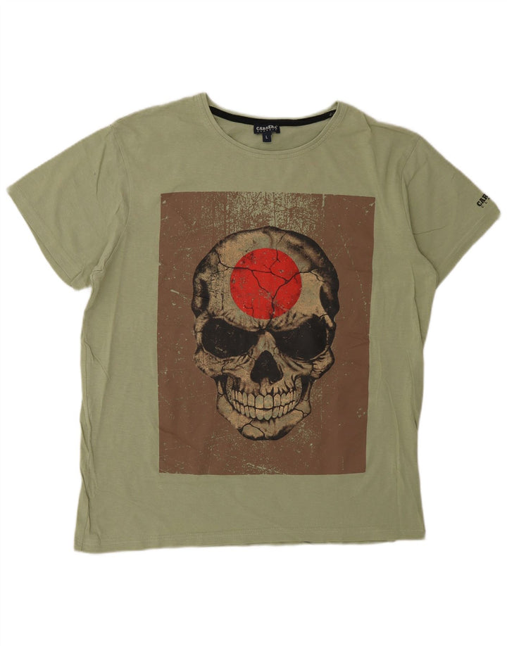 Carrera Herre Grafisk T-Shirt Top Stor Grøn Bomuld