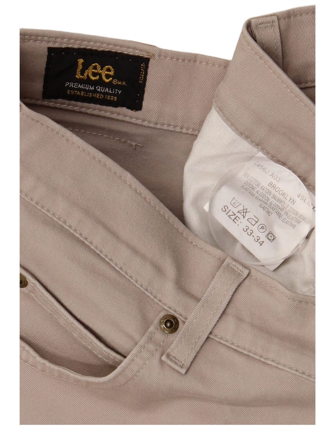 LEE Herre Brooklyn Straight Casual Bukser W33 L30 Beige Bomuld