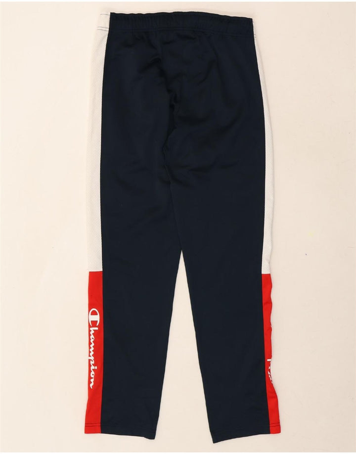 CHAMPION Mens Graphic Tracksuit Trousers Small  Navy Blue Colourblock Vintage Champion and Second-Hand Champion from Messina Hembry 