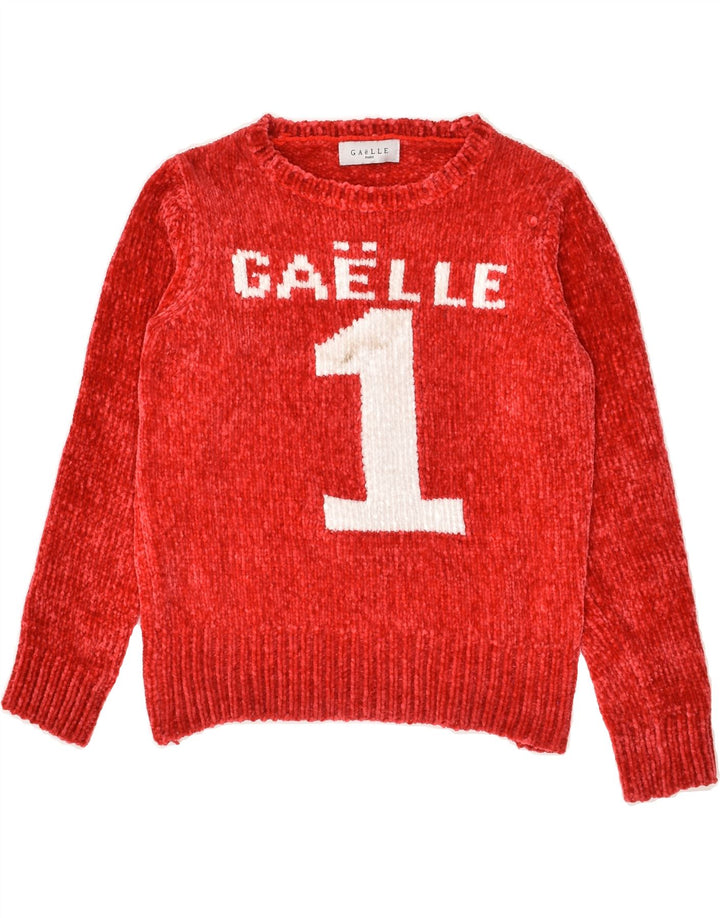 GAELLE Girls Graphic Crew Neck Jumper Sweater 11-12 Years Red Cotton | Vintage Gaelle | Thrift | Second-Hand Gaelle | Used Clothing | Messina Hembry 