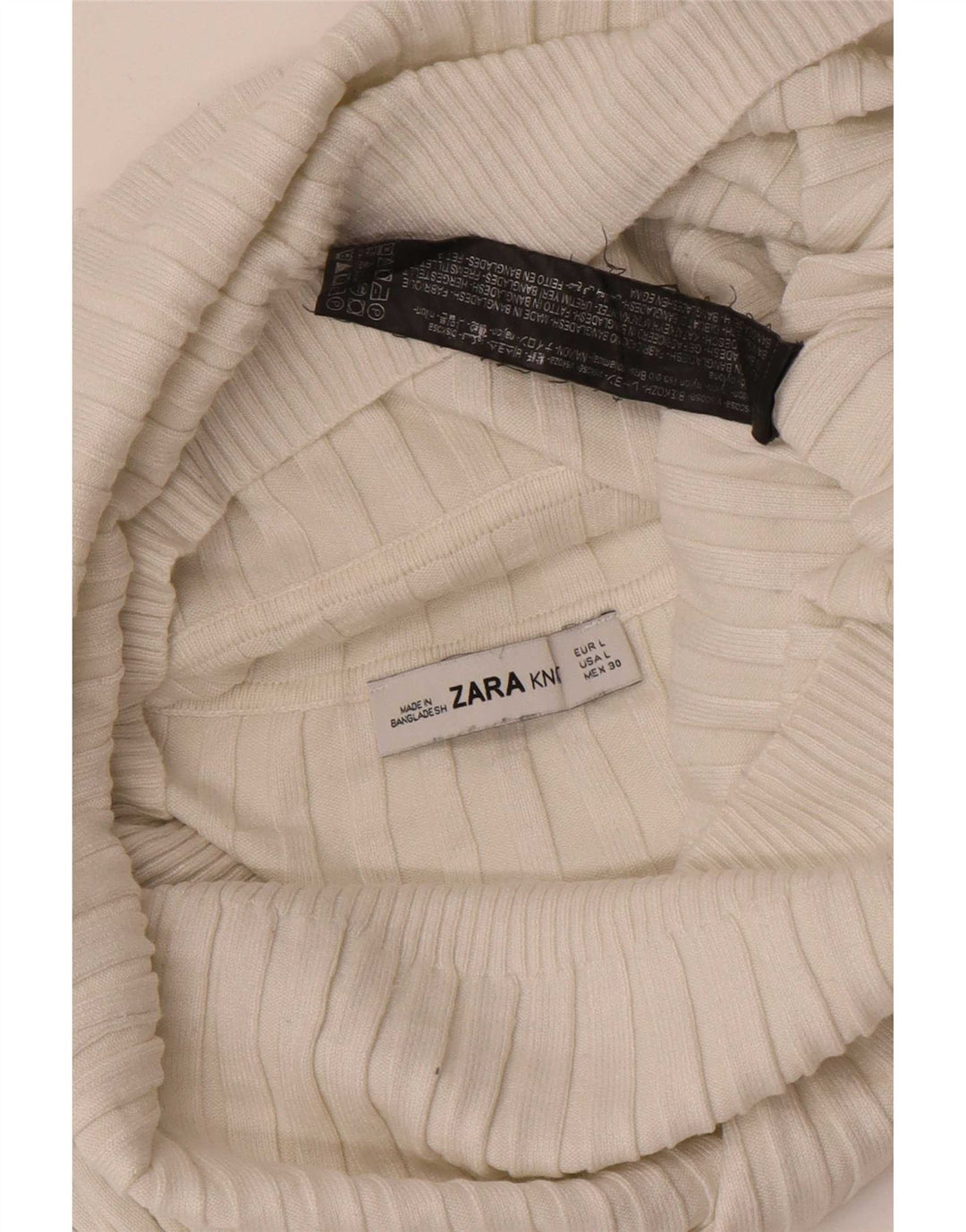 Zara Womens Crop Bluse Top UK 14 Large White Viscose