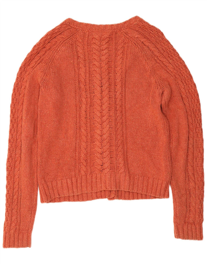 Fat Face Dame Cardigan Sweater UK 16 Stor Orange Bomuld