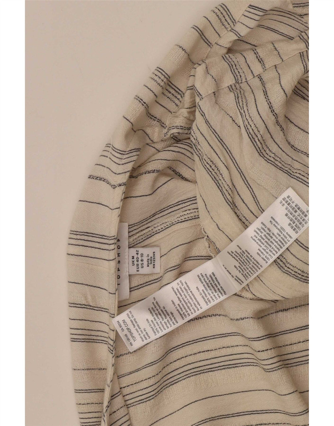 Topshop Dame Playsuit UK 12 Medium Beige Stribet Viscose