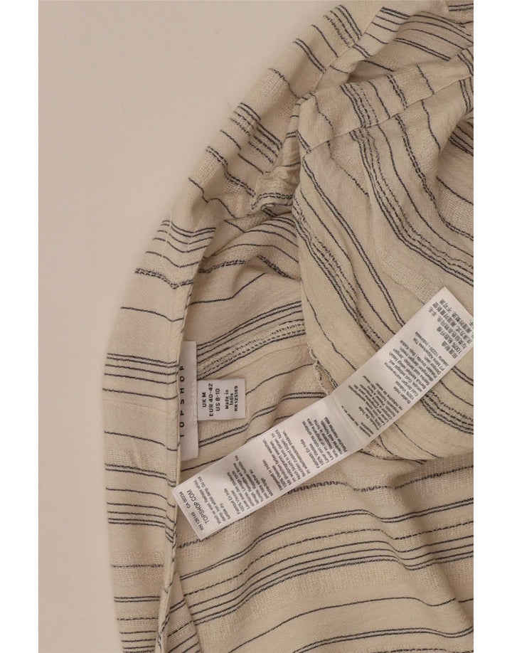 Topshop Dame Playsuit UK 12 Medium Beige Stribet Viscose