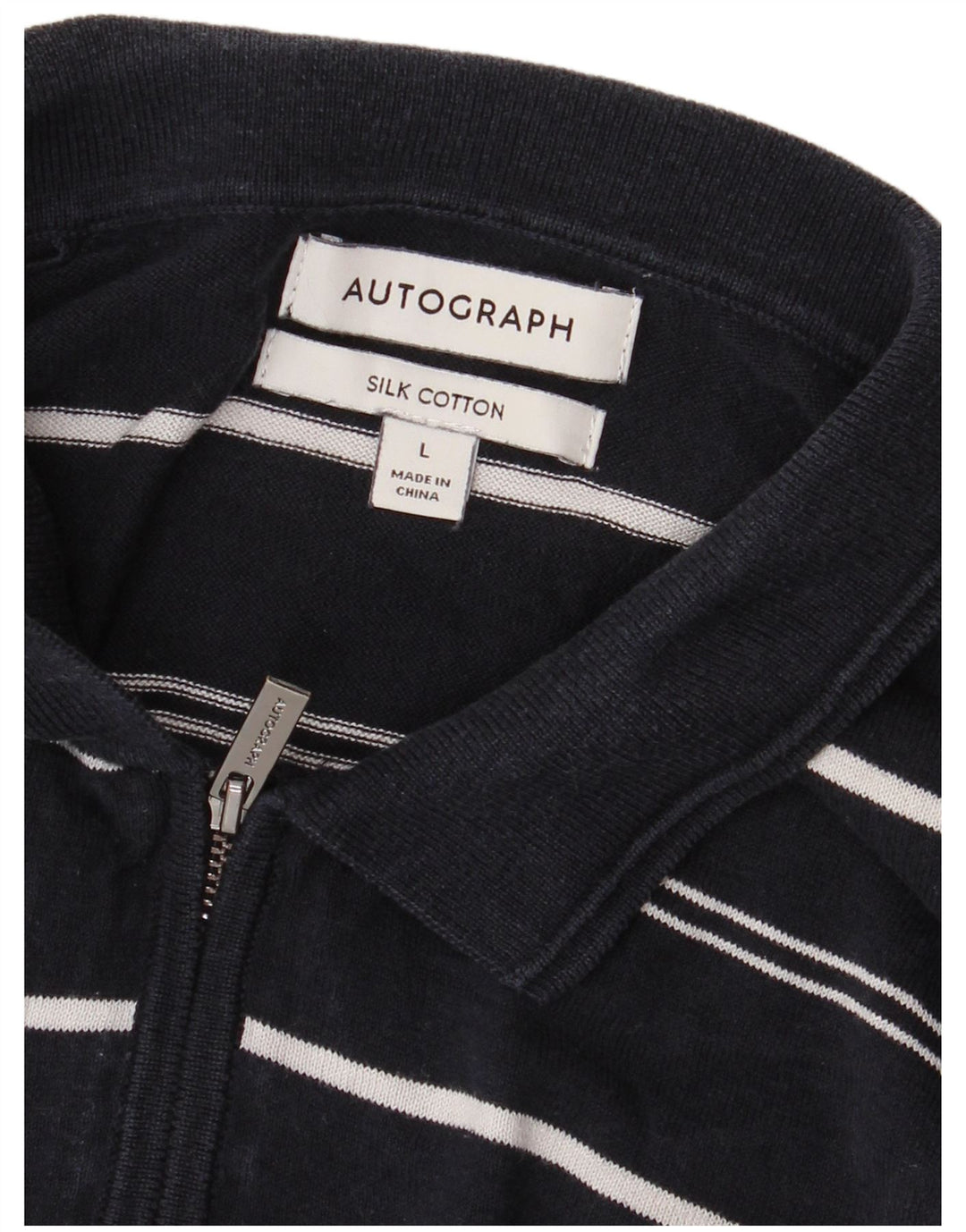 MARKS & SPENCER Herre Autograph Polo Neck Jumper Sweater Large Navy Blue