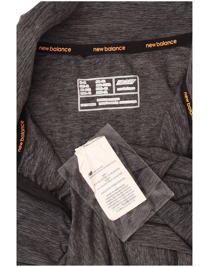 NEW BALANCE Dame sweater med lynlås-hals træningsdragt Top UK 18 XL Grå Flecked