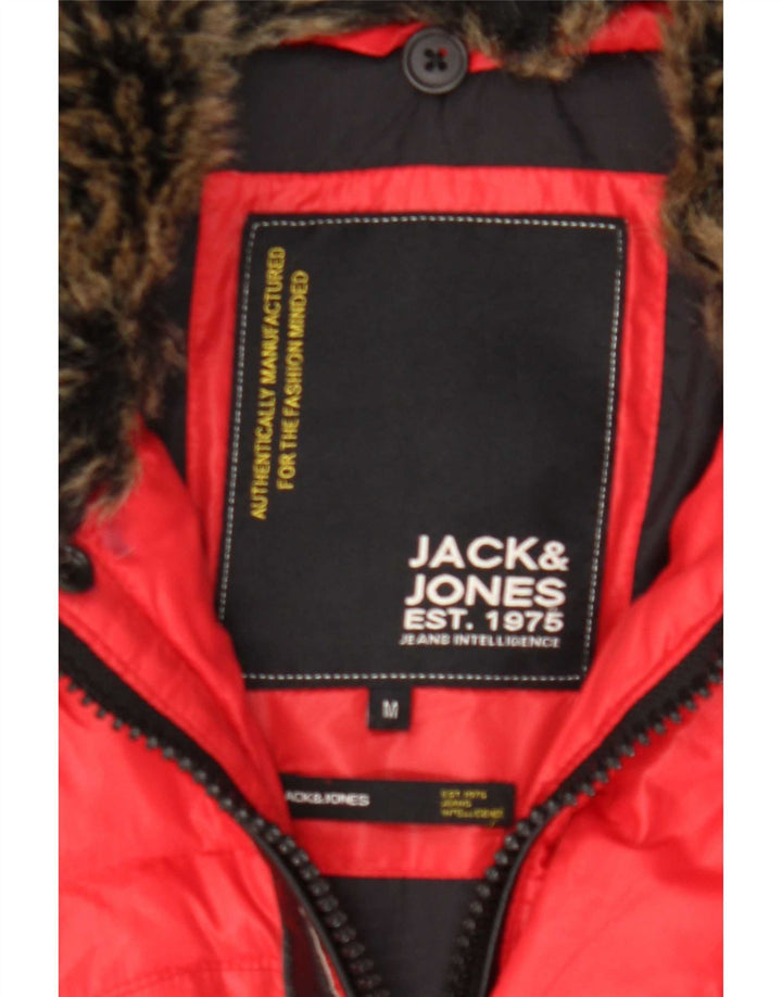 Jack & Jones Herre hættepolstret jakke UK 38 Medium Rød Nylon