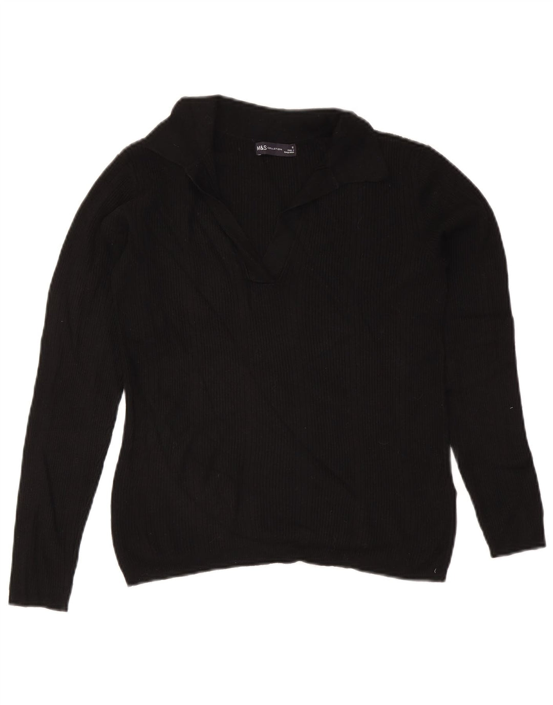 Marks & Spencer Dame Polo Neck Jumper Sweater UK 12 Medium Black Viscose