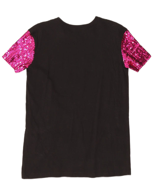 Zara Dame Grafisk Tunika Top UK 10 Lille Sort Polyester