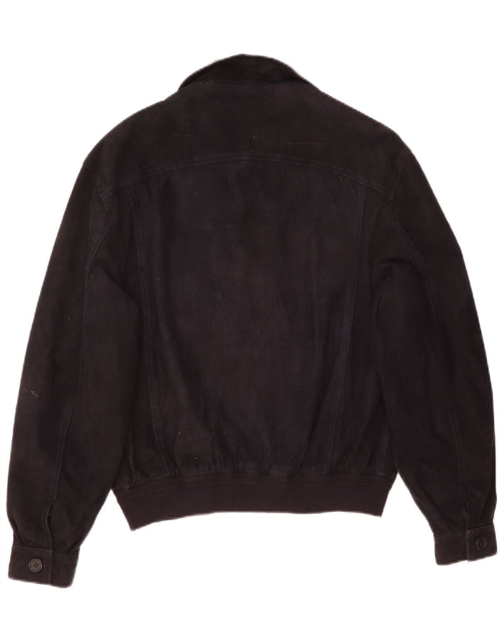 Vintage herre ruskind bomberjakke IT 52 XL sort læder