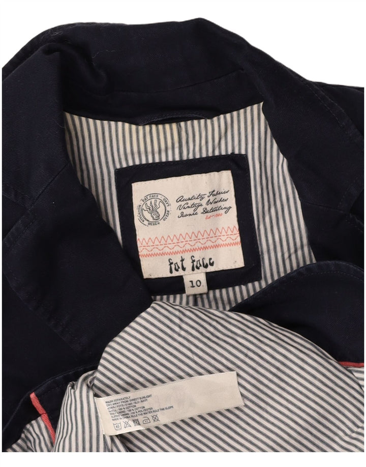 FAT FACE Dame 3/4 ærmer 2-knaps blazerjakke UK 10 Small Navy Blue