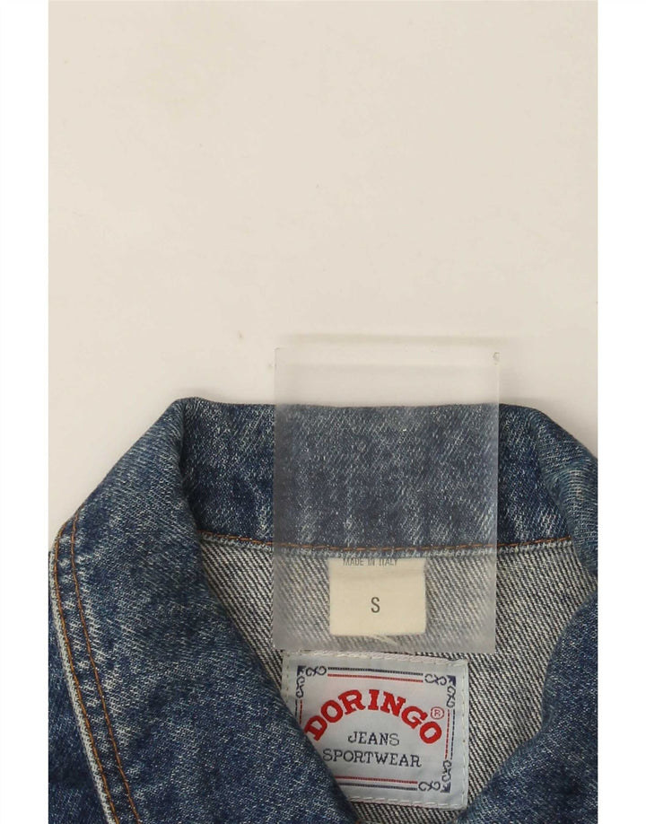 Doringo Dame Crop Denim Jacket UK 10 Small Blue Cotton