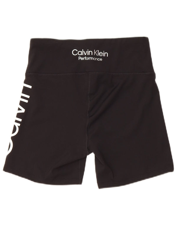 Calvin Klein Dame grafiske sportsshorts UK 12 Medium Sort Polyester