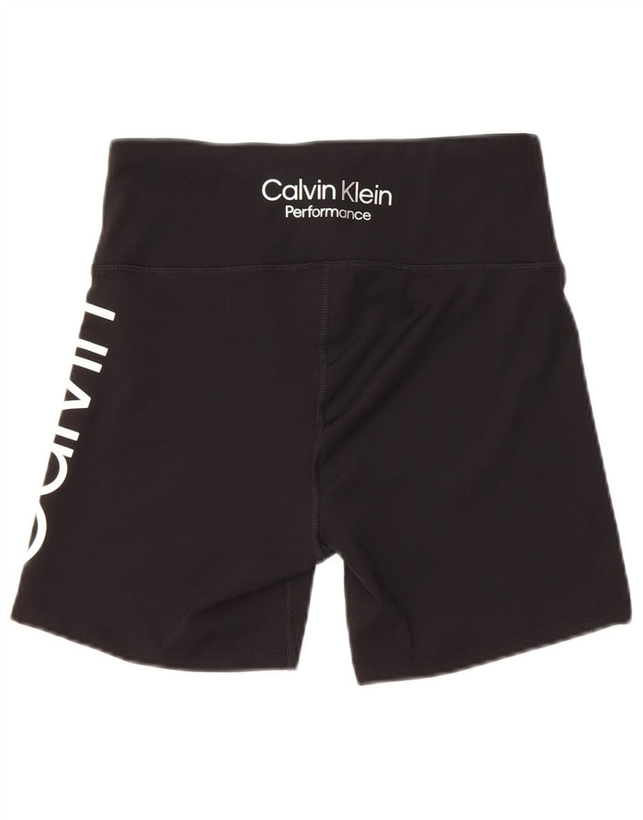 Calvin Klein Dame grafiske sportsshorts UK 12 Medium Sort Polyester
