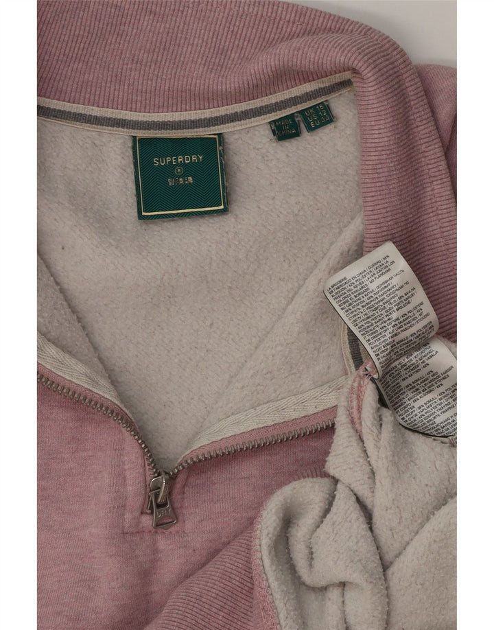 Superdry Womens Oversized Crop Sweatshirt Jumper UK 16 Large Pink Flecked