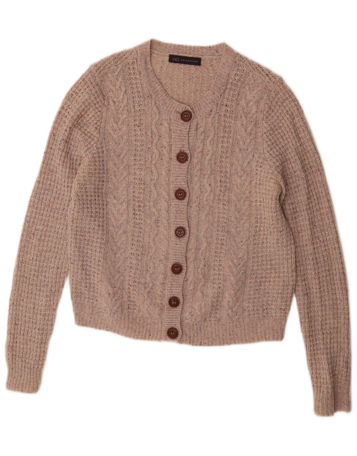 Marks & Spencer Dame Cardigan Sweater UK 14 Large Grey Flecked Wool
