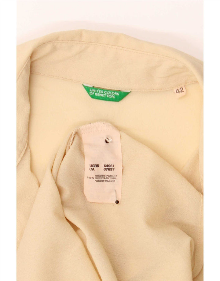 Benetton Dame Gennemsigtig Skjorte Bluse IT 42 Medium Beige Polyester
