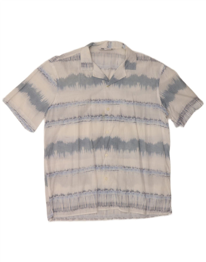 ZARA kortærmet herreskjorte XL blå stribet bomuld