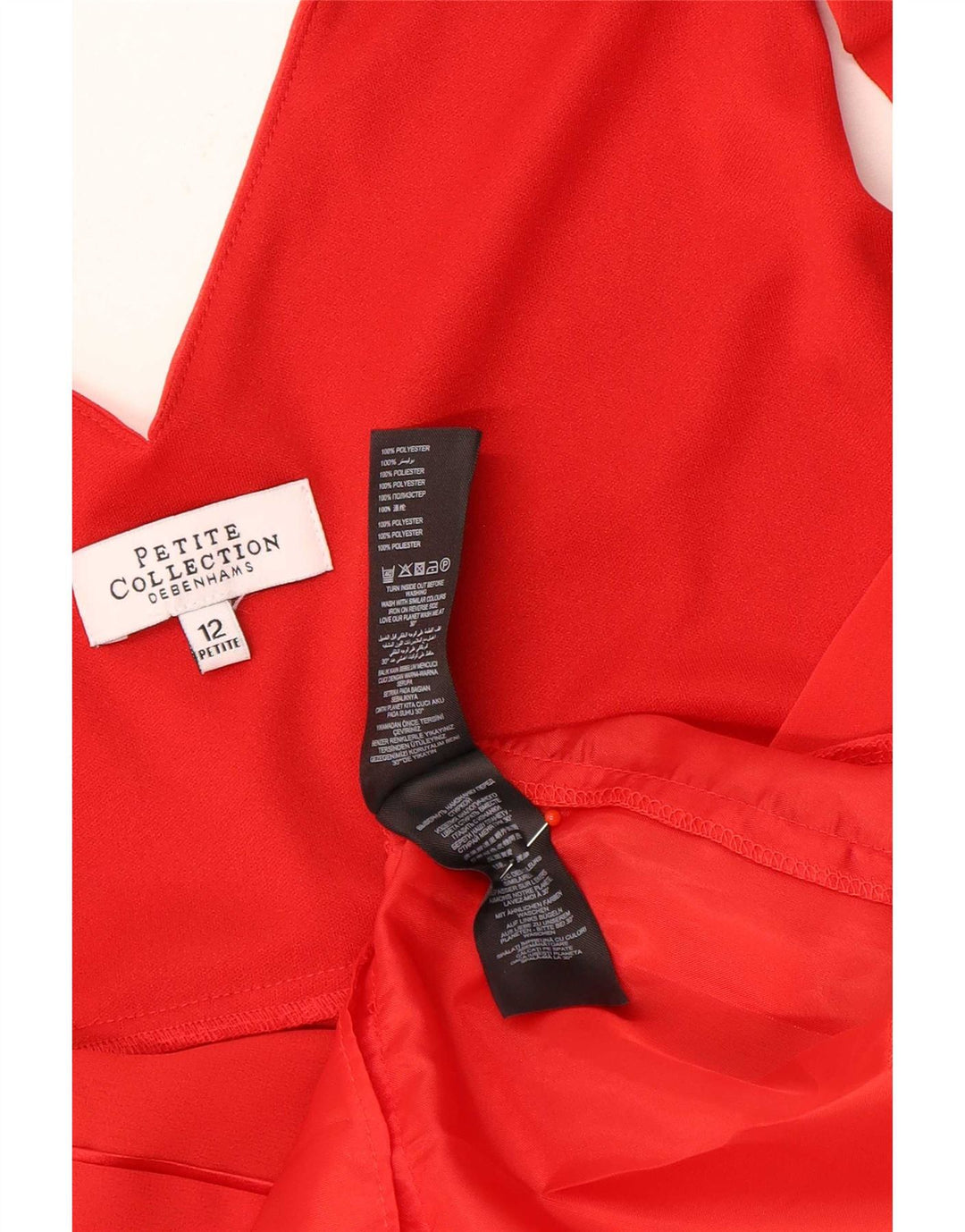 Debenhams Dame Petite Ærmeløs Tiered Dress UK 12 Medium Rød Polyester