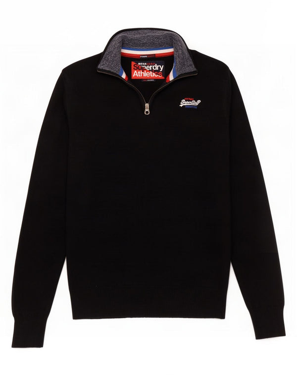 Superdry sweater med lynlås til mænd 2XL marineblå bomuld