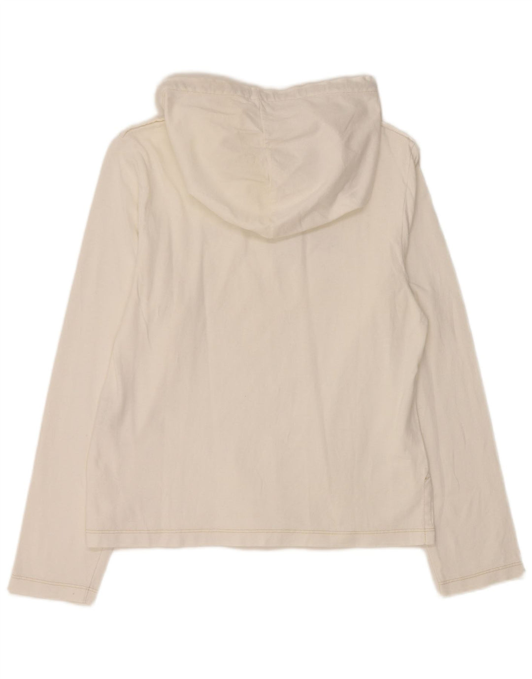 REPLAY Dame Hooded Grafisk Top Langærmet UK 14 Large White Bomuld