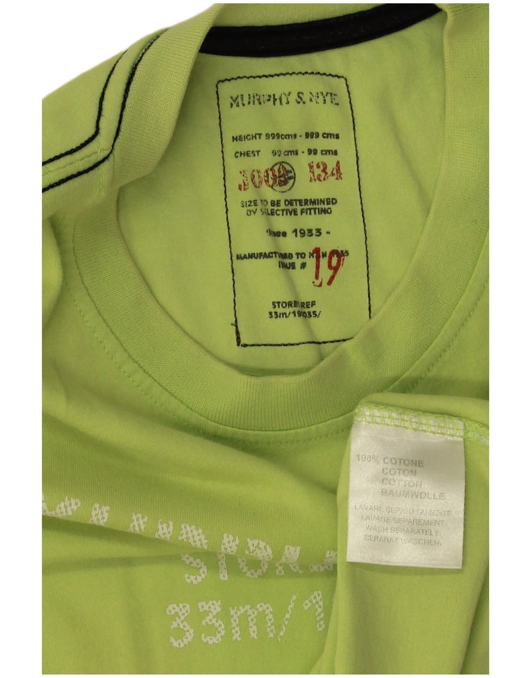 Murphy & Nye Herre grafisk T-shirt Top Stor grøn bomuld