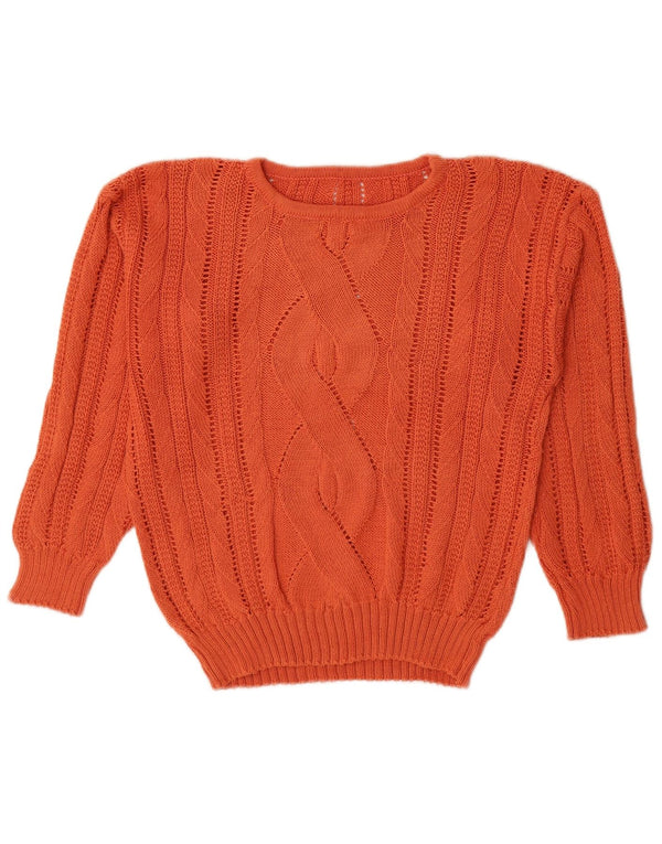 VINTAGE Dame sweater med rund hals DK 14 Medium Orange