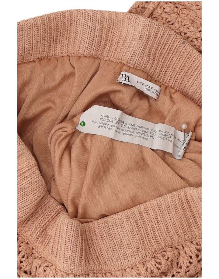 Zara hæklet A-linje nederdel lille W26 beige polyester