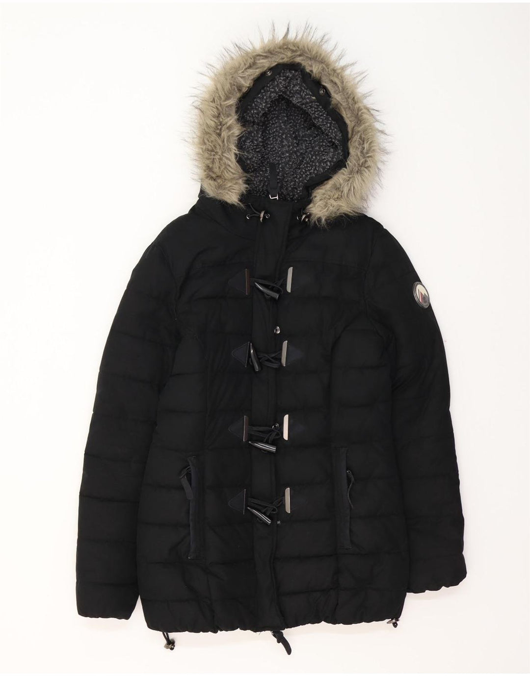 SUPERDRY Polstret hættejakke til kvinder UK 12 Medium Sort Polyester