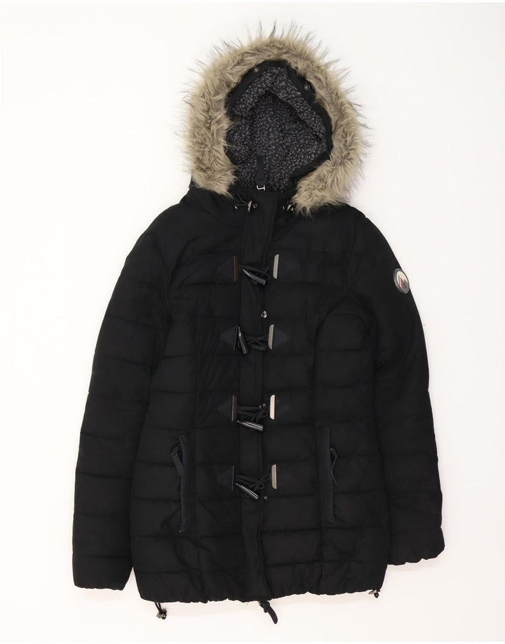 SUPERDRY Polstret hættejakke til kvinder UK 12 Medium Sort Polyester