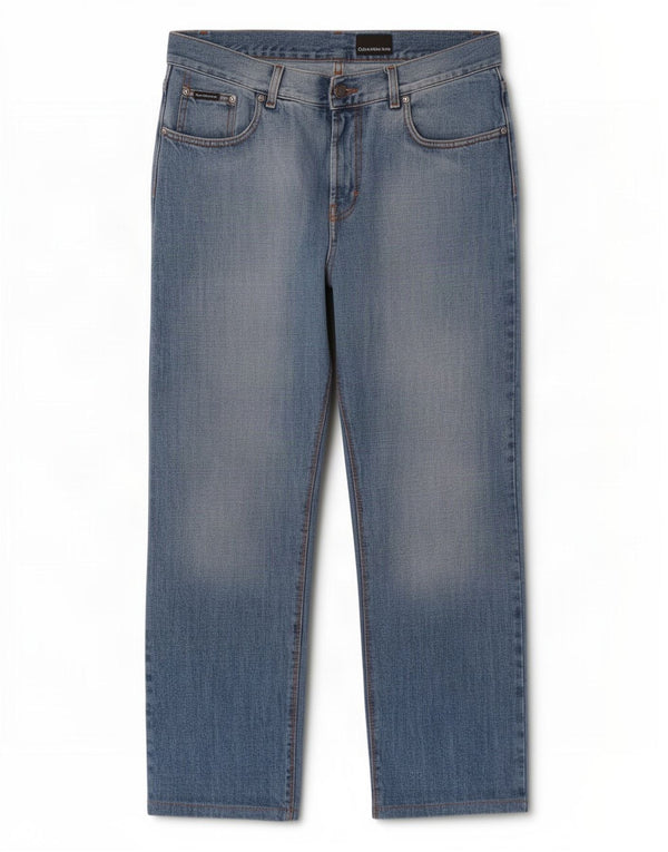 Calvin Klein Straight Jeans til mænd W34 L30 Blå Bomuld