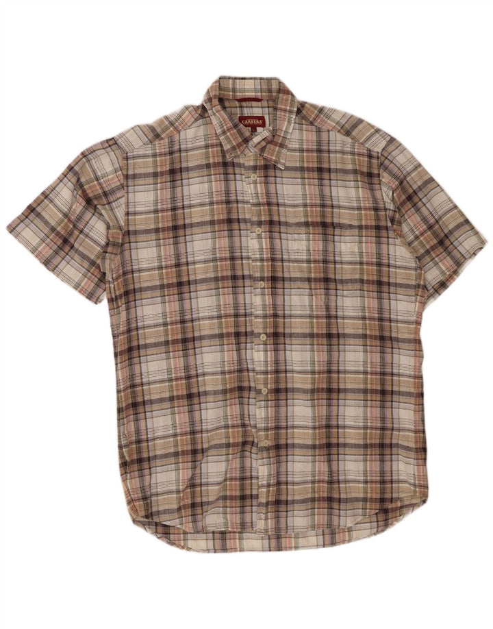 CARRERA Mens Short Sleeve Shirt Large Multicoloured Check Cotton