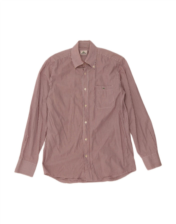 LACOSTE Mens Shirt Size 39 Medium Red Striped Cotton