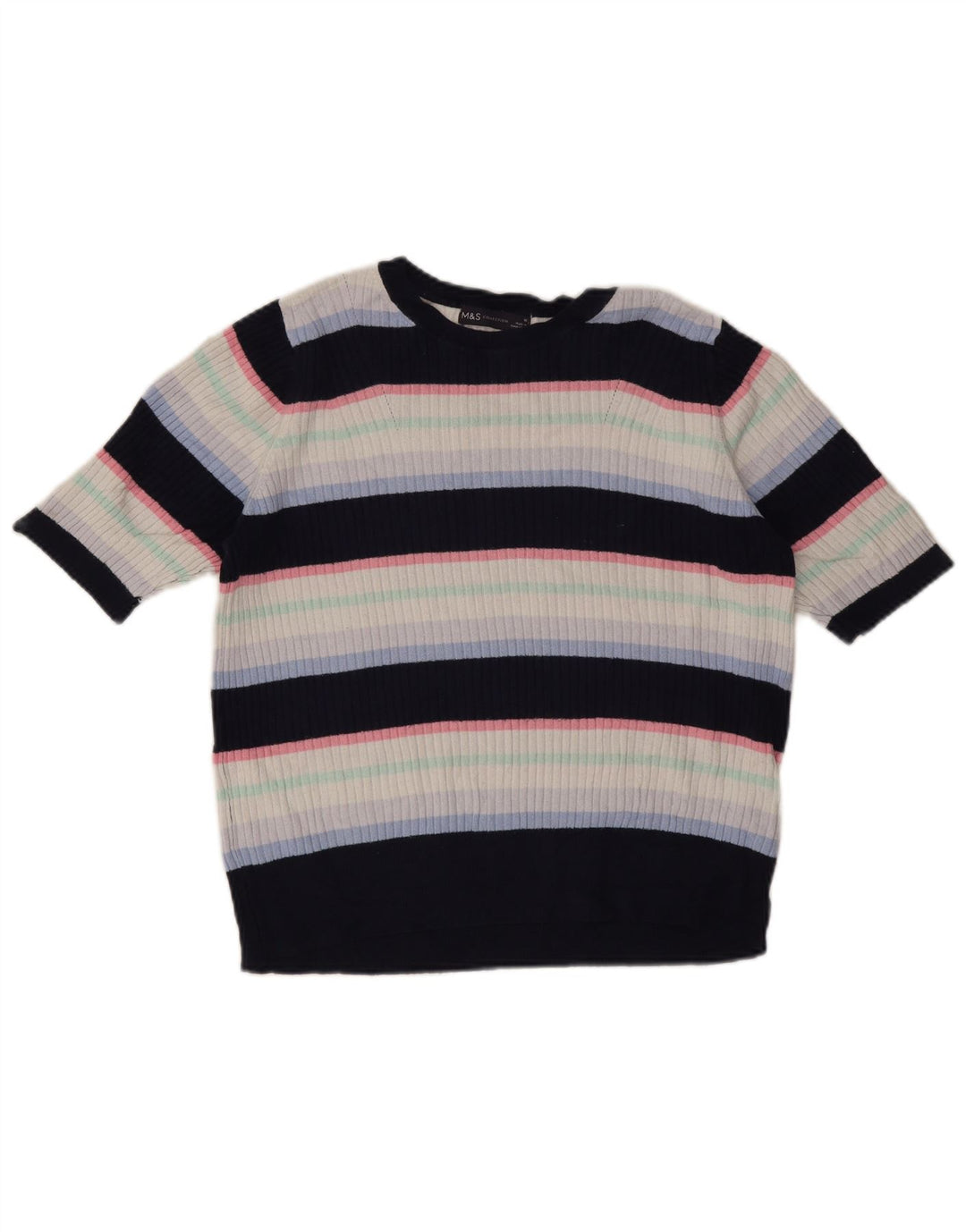 Marks & Spencer T-shirt top til kvinder DK 16 Stor flerfarvet stribet