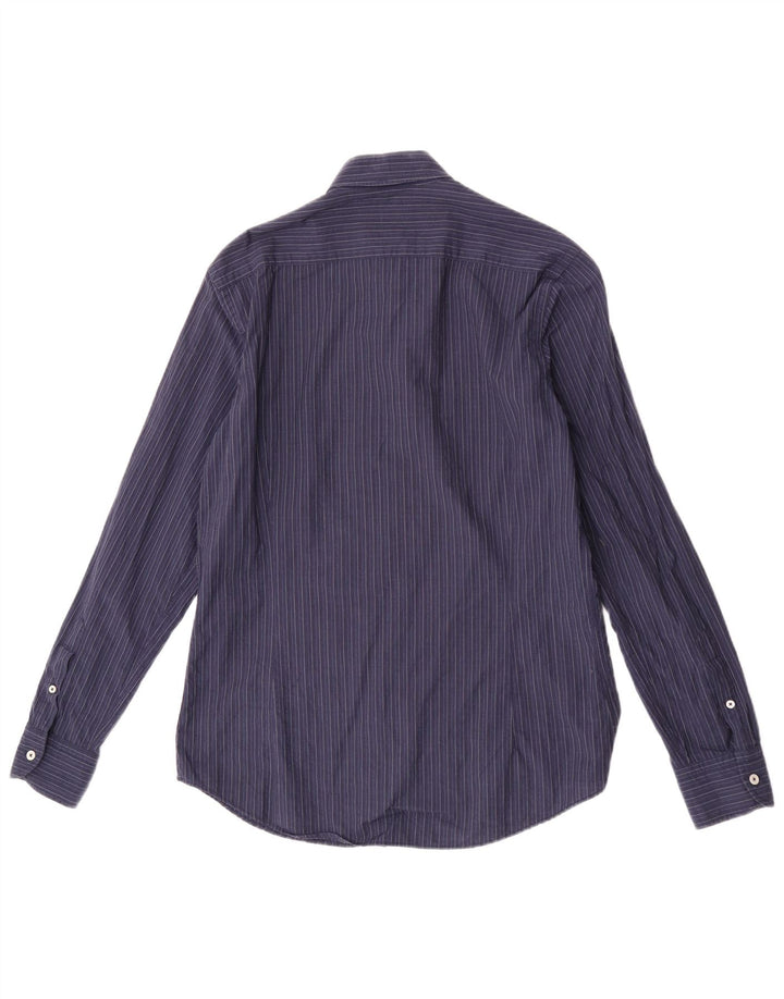 Massimo Dutti herreskjorte medium marineblå nålestribet bomuld