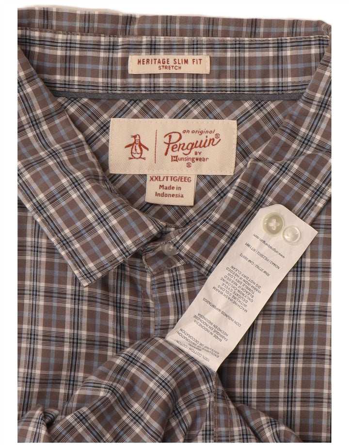 PENGUIN Heritage Slim Fit skjorte 2XL grå ternet bomuld