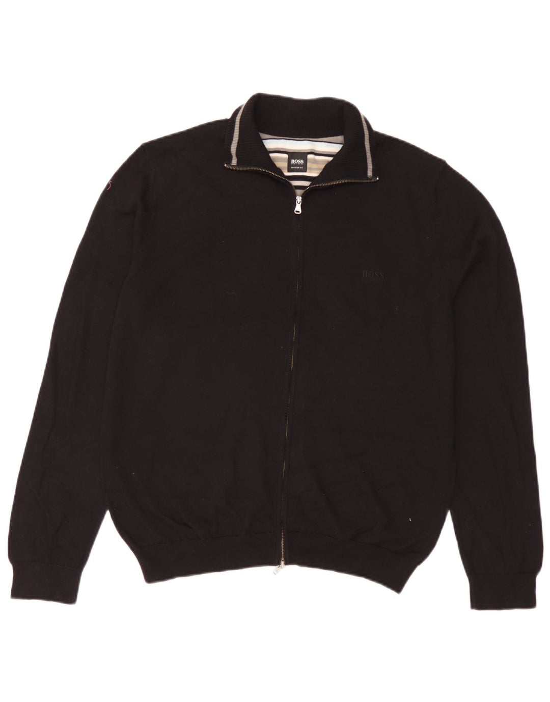 Hugo Boss Herre Regular Fit Cardigan Sweater Stor Sort Bomuld