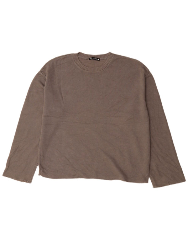 Zara Dame Oversized Top Langærmet UK 14 Medium Brun