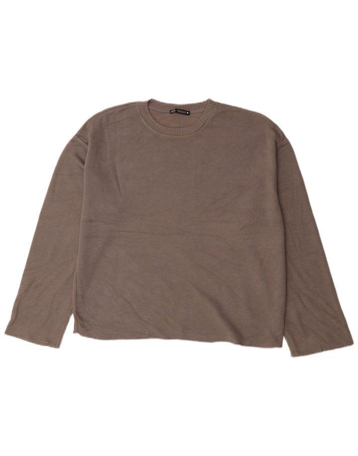 Zara Dame Oversized Top Langærmet UK 14 Medium Brun