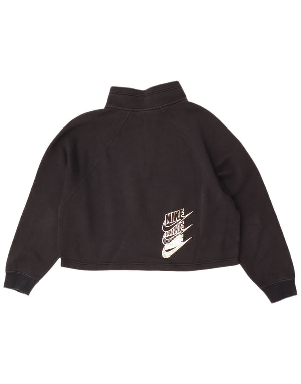 Nike Dame Crop Grafisk Zip Neck Sweatshirt Jumper UK 16 Large Sort