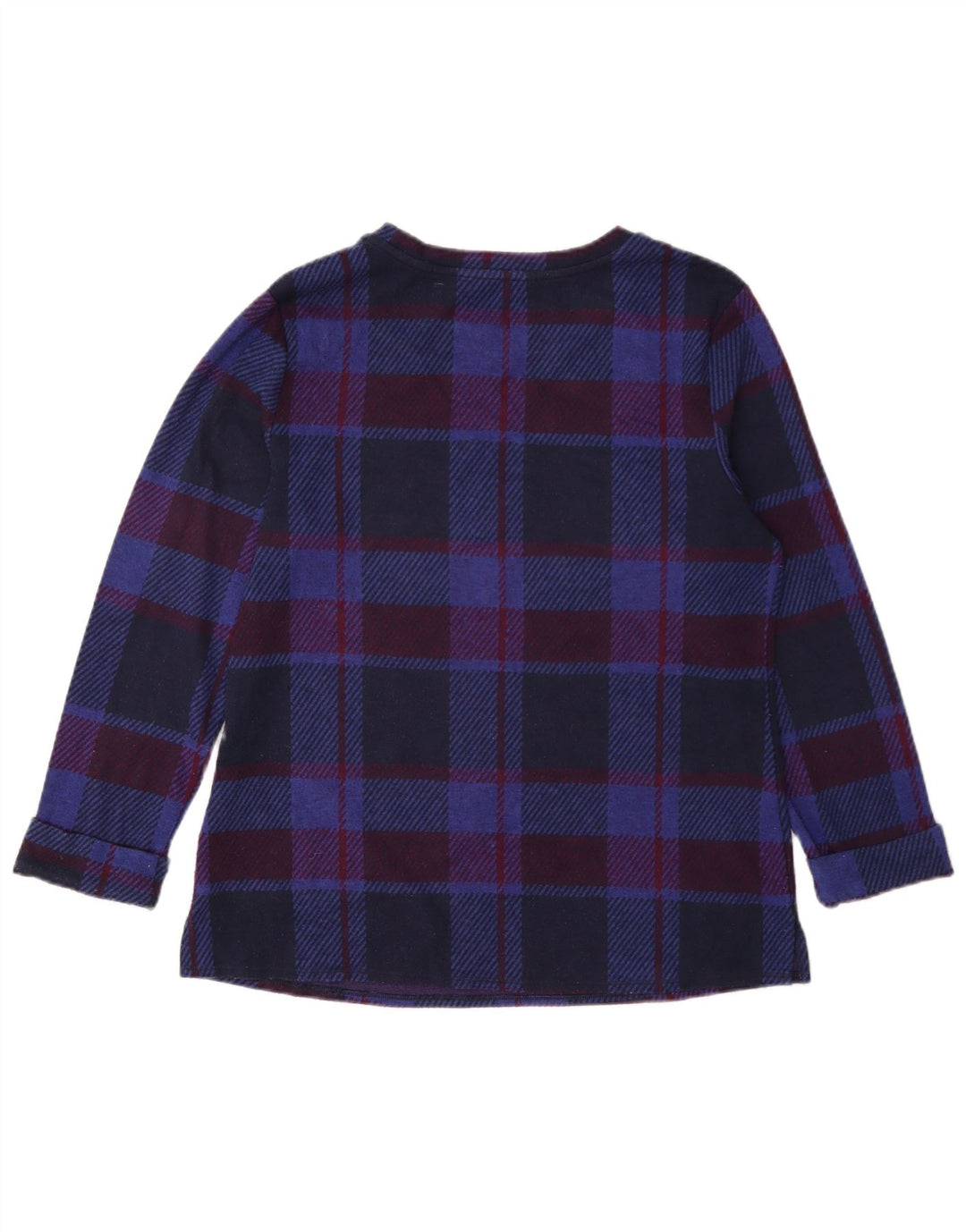 Marks & Spencer Dame Langærmet Bluse Top UK 12 Medium Navy Blue Check