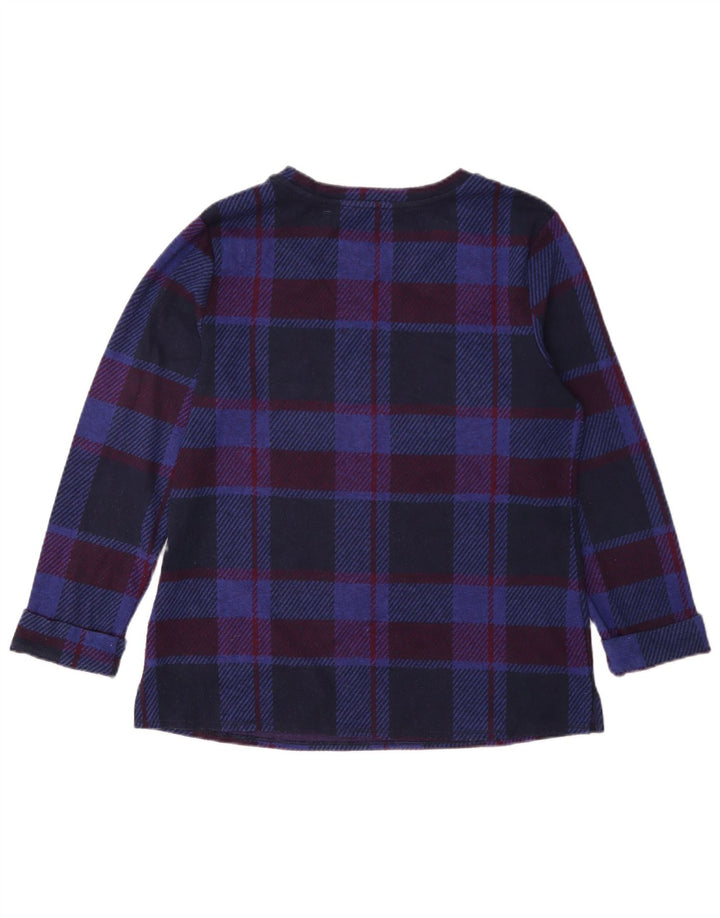 Marks & Spencer Dame Langærmet Bluse Top UK 12 Medium Navy Blue Check