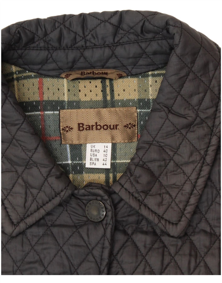 BARBOUR Quiltet jakke til kvinder UK 14 Stor sort nylon