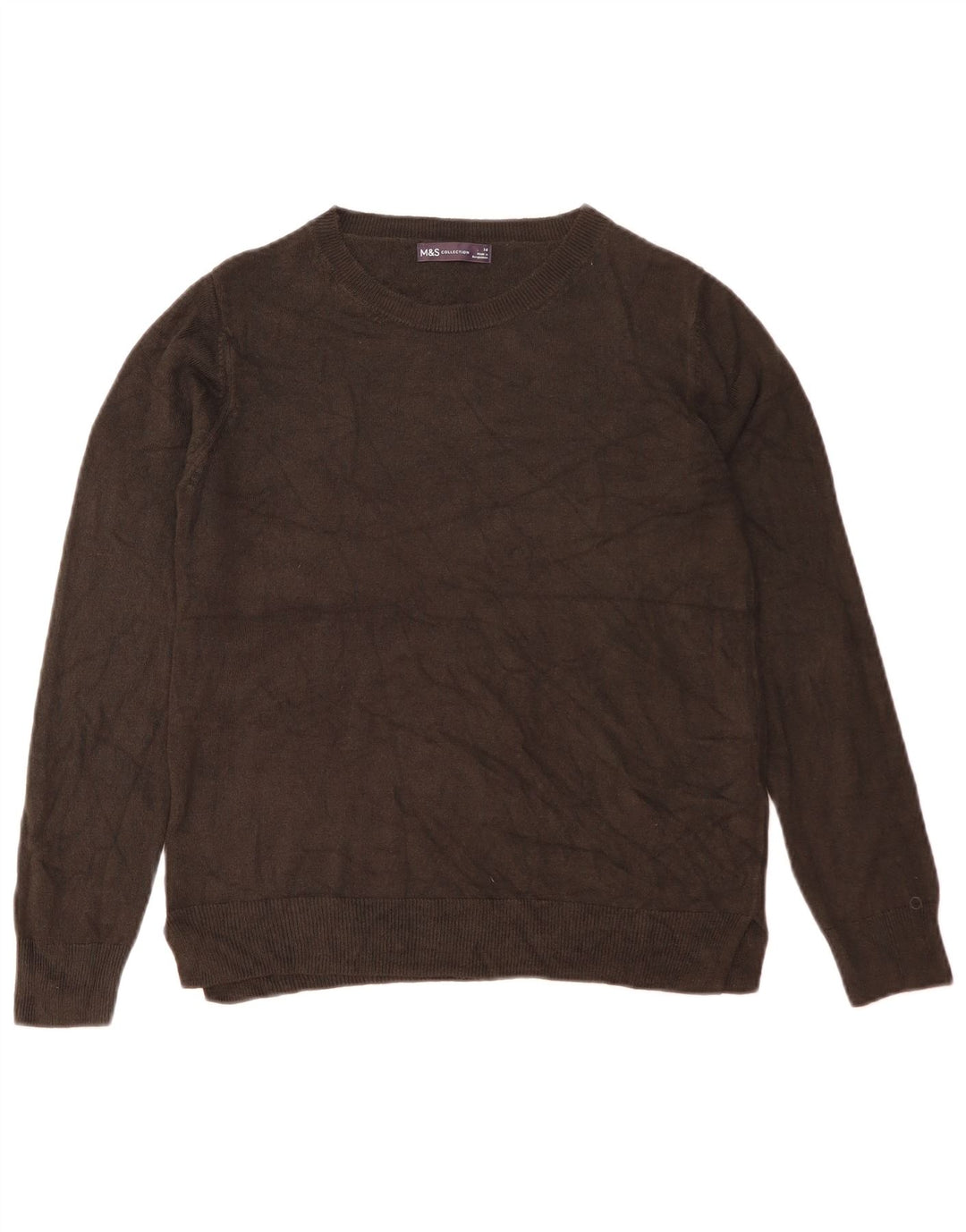 Marks & Spencer Dame sweater med rund hals DK 14 Medium Sort Akryl