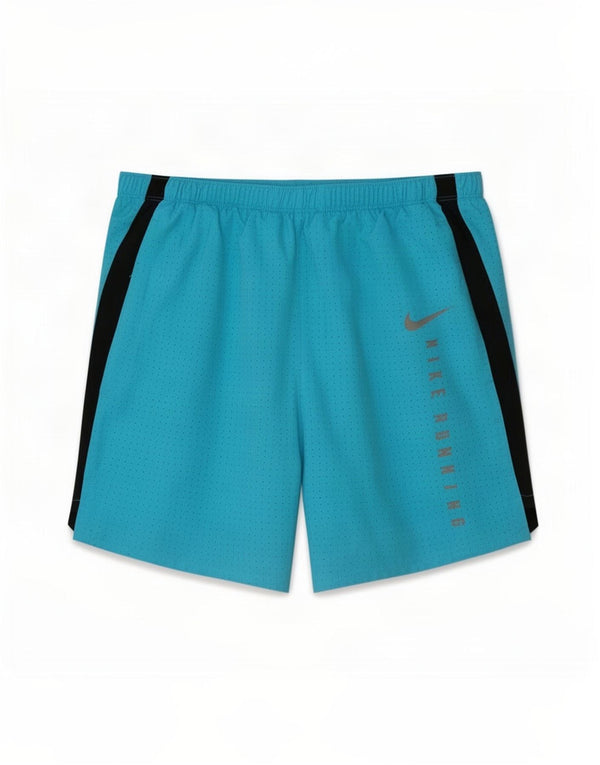 Nike Dame Dri Fit grafiske sportsshorts UK 8 Small Blue Colourblock