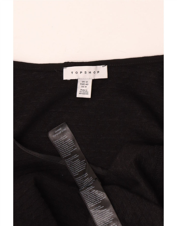 Topshop Dame Mini Basic Kjole UK 12 Medium Sort Polyester