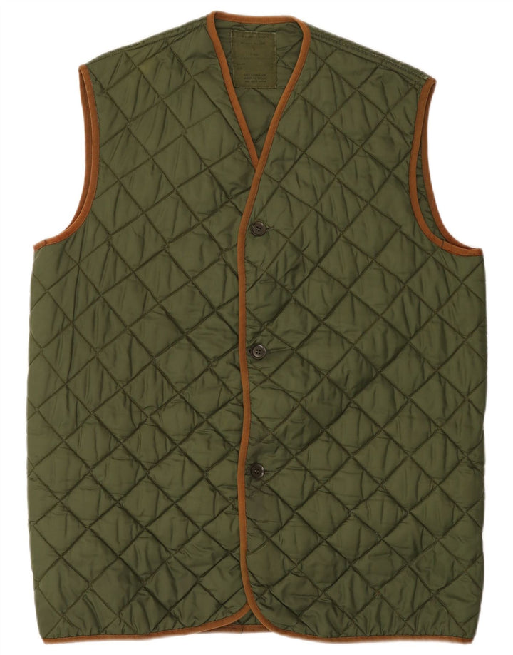 Vintage Herre Quilted Gilet UK 40 Large Green